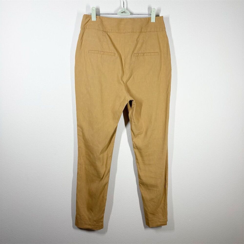 Veronica Beard Lago Stretch Linen Ankle Pant Sz 8 Camel Tan‎ Slim Leg High Rise - Picture 4 of 11